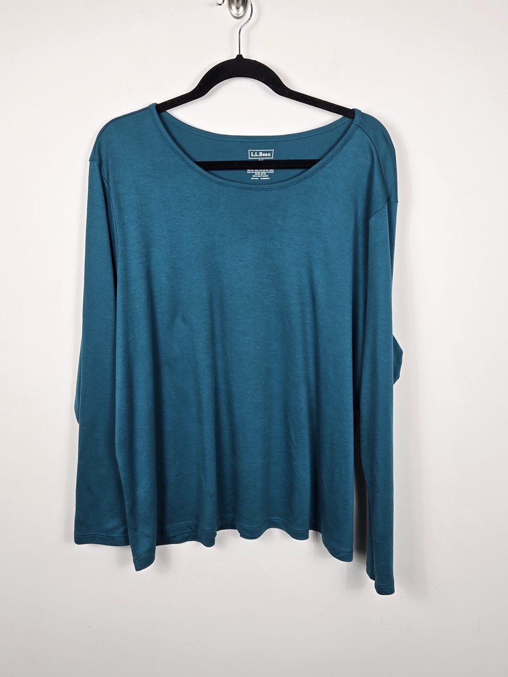 L.L.Bean Women's Supima Cotton Long Sleeve Scoop Neck Top Teal Blue 2X